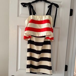 Anthropologie Red and Black Striped Mini Dress